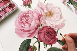 paint watercolor flowers and botanical illustrations