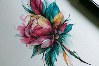 create a stunning custom watercolor tattoo illustration and flash design