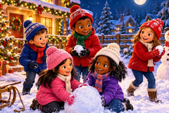 illustrate children story book, kids book, christmas story, short stories