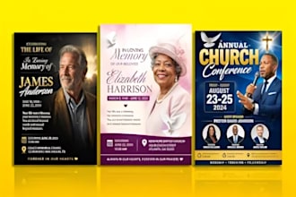 design funeral flyers, obituaries, programs and event flyers in 4hrs