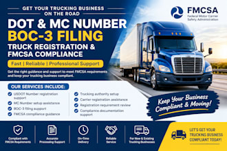 setup dot, mc number, boc 3 truck registration, filling dot and fmcsa compliance