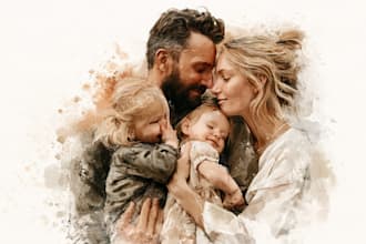 custom watercolor family portrait
