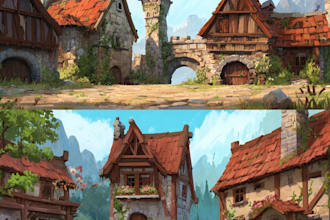 create environmental concept 2d diorama