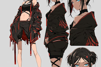 draw anime character sheet for you