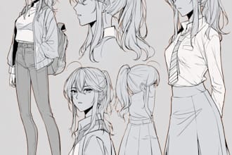draw anime character reference sheet for your oc,