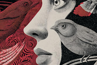 make a linocut or cartoon illustration