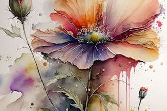 paint watercolor flowers and botanical