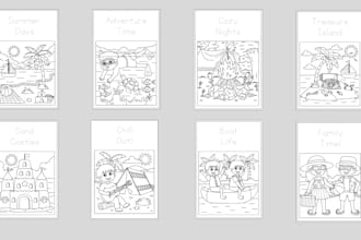 design custom coloring book pages for KDP, kids and adults