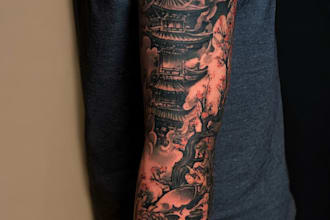 create anime style japanese tattoo design