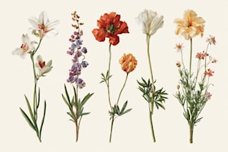 draw detailed botanical and floral illustrations