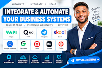 integrate vapi quo telegram skool google bigquery gymdesk twilio base44 zapier
