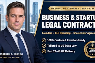 draft a startup founders agreement as a US attorney