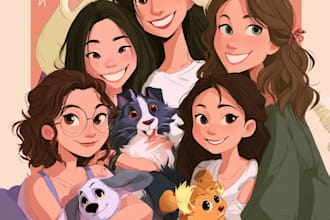 draw cartoon portrait in  cartoon illustration