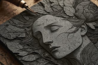 create niche colorful linocut and woodcut book illustrations