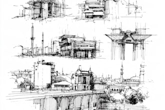 hand draw architecture and urban design sketches