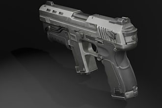 retopology gun game asset,custom 3d pistol, weapon model,4k texture,stl,3d print