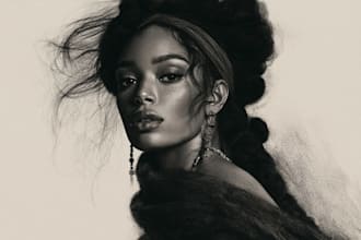 make a detailed realistic charcoal sketch from your image