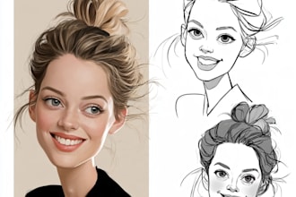 draw big head caricature portrait from photo