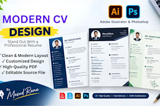 design a professional CV, resume and modern resume template
