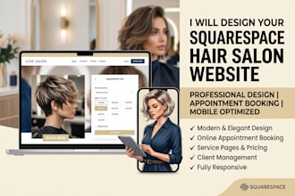 design squarespace hair salon website with appointment booking