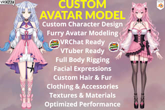 create custom vrchat avatar, vrm, vroid, vtuber and vrc avatar