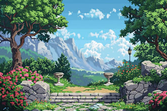 make pixel art scene or background