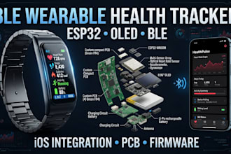 ble enabled wearable prototype, health tracker using esp32, oled,ios integration