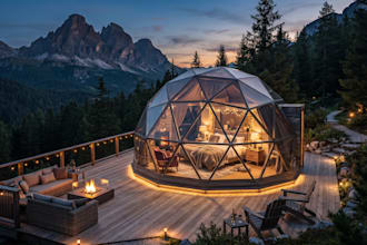 design luxury 3d glamping dome, dome resort and eco retreat