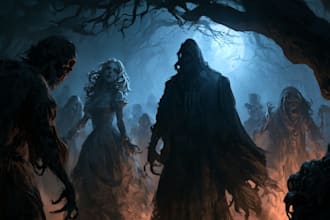 create dark art, horror or skull artworks illustration