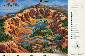 create forest hiking trail maps, park maps, outdoor routes and guides