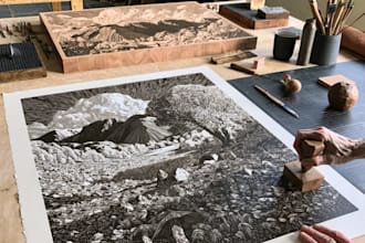 draw detailed woodcut, linocut, medieval style illustration