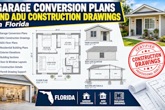 prepare garage conversion plans and adu  construction drawings in florida