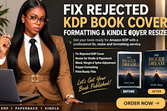 fix rejected KDP book cover, formatting and kindle cover resize