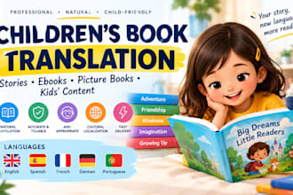 translate childrens books, stories, rhyhme for spanish portuguese, french german