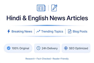 write SEO optimized viral news articles and blog posts in hindi and engli