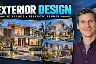 design your house exterior facade with realistic 3d rendering