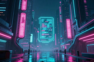 do cyberpunk scifi futuristic city no ai use