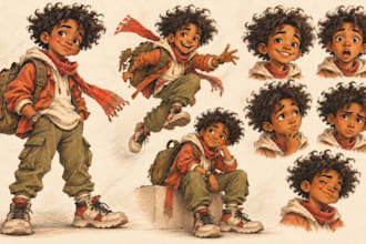 draw custom character design and character illustration