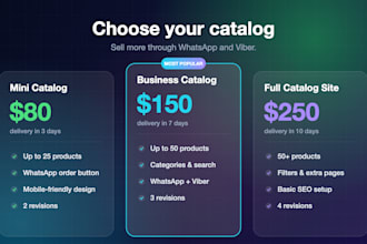 create a product catalog website with whatsapp ordering