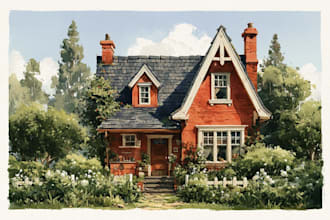create a custom watercolor home portrait illustration