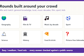 write a pub quiz or trivia night pack with printable answer sheets