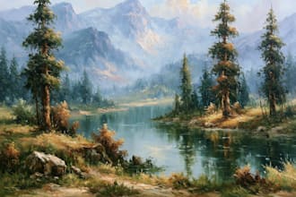create stunning digital oil painting landscape illustrations and nature art