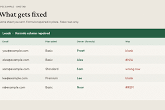 write or fix google sheets formulas and lookups