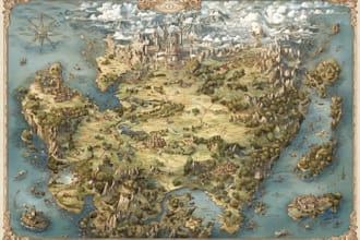 create a stunning fantasy map landscape illustration