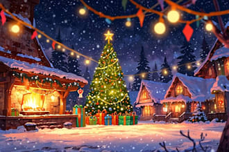 create a beautiful winter with a cozy christmas house