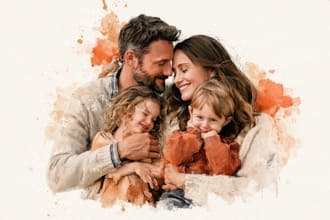 make watercolor family portrait