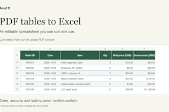 convert PDF tables to a clean editable excel spreadsheet