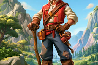make a 2d character design and concept art for your game