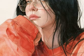 draw illustration portrait watercolor