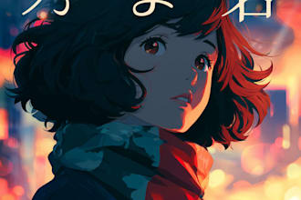 create anime style album cover, music cover